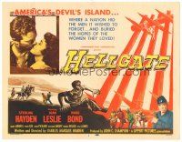 8g023 HELLGATE TC '52 cool artwork of Sterling Hayden in America's Devil's Island!