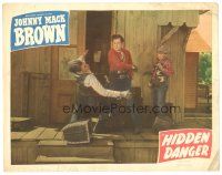 8g717 HIDDEN DANGER LC #7 '48 Raymond Hatton watches cowboy Johnny Mack Brown beating up bad guy!