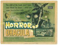 8g433 HORROR OF DRACULA TC '59 Hammer, art of vampire Christopher Lee & victim!