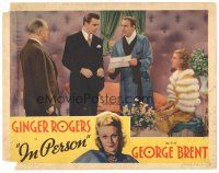 8g736 IN PERSON LC '35 Ginger Rogers in great fur coat watches George Brent & Alan Mowbray!