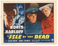 8g741 ISLE OF THE DEAD LC #7 R53 close up of Boris Karloff in uniform with & Marc Cramer!