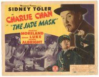 8g028 JADE MASK TC '44 Sidney Toler as Charlie Chan, cool image of guys in gas masks!