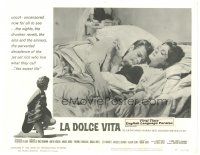 8g762 LA DOLCE VITA LC #1 R66 Federico Fellini, Marcello Mastroianni in bed with Anouk Aimee!