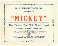 8g465 MICKEY TC '18 Mabel Normand, the picture you will never forget, a true title card!