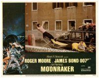 8g832 MOONRAKER LC #7 '79 Roger Moore as James Bond watches his driver fall off gondola!