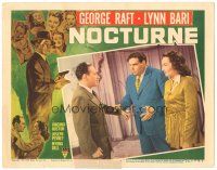 8g193 NOCTURNE LC #7 '46 George Raft & Lynn Bari, film noir border art, Hollywood glamor murder!