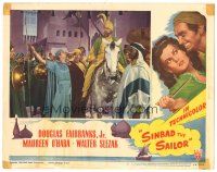 8g924 SINBAD THE SAILOR LC #5 '46 Douglas Fairbanks Jr. talks joyously to the Sultan on horse!