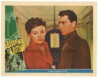 8g230 SLEEPING CITY LC #3 R56 close up of Richard Conte staring at upset Coleen Gray!