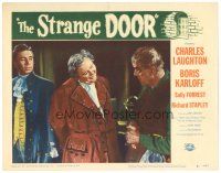 8g938 STRANGE DOOR LC #4 '51 close up of Charles Laughton smiling at creepy Boris Karloff!