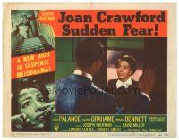 8g240 SUDDEN FEAR LC #7 '52 Joan Crawford is scared to see the man in her doorway!