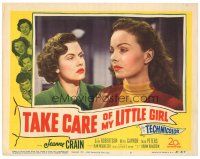 8g949 TAKE CARE OF MY LITTLE GIRL LC #7 '51 c/u of sexy Jean Peters & Jeanne Crain in college!