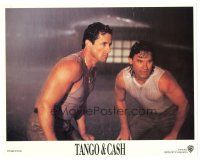8g242 TANGO & CASH LC '89 close up of Kurt Russell & Sylvester Stallone soaking wet in the rain!