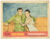 8g958 THUNDERBALL LC #4 '65 Sean Connery as James Bond & sexy Claudine Auger in life raft!