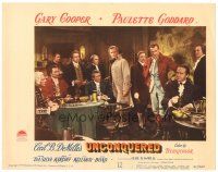 8g969 UNCONQUERED LC #7 '47 large group of men watch Gary Cooper & Howard Da Silva!