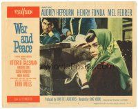 8g977 WAR & PEACE LC #7 '56 best close up of beautiful Audrey Hepburn with scarf over her head!
