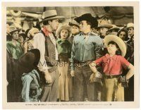 8g987 WILD & WOOLLY lobby card '37 cowgirl Jane Withers & crowd all stare at Lon Chaney Jr.!