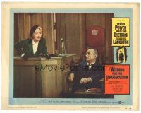 8g269 WITNESS FOR THE PROSECUTION LC #7 '58 Billy Wilder, Marlene Dietrich shouts her testimony!