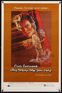 8h043 ANY WHICH WAY YOU CAN 1sh '80 cool artwork of Clint Eastwood by Bob Peak!