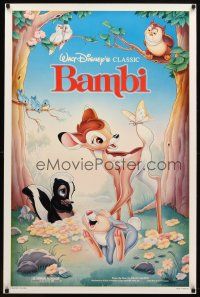 8h055 BAMBI 1sh R88 Walt Disney cartoon deer classic, great art with Thumper & Flower!