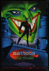 8h062 BATMAN BEYOND RETURN OF THE JOKER video 1sh '00 cool art of caped crusader & villain!