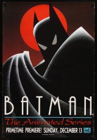 8h065 BATMAN: THE ANIMATED SERIES TV advance 1sh '92 DC Comics, cool artwork of the caped crusader!