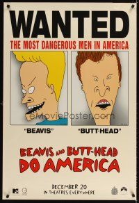 8h068 BEAVIS & BUTT-HEAD DO AMERICA teaser 1sh '96 Mike Judge, most dangerous men in America!