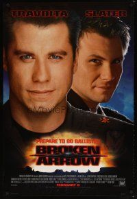 8h100 BROKEN ARROW style B advance 1sh '96 John Travolta, Christian Slater, directed by John Woo!