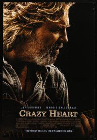8h144 CRAZY HEART advance DS 1sh '09 great image of country music singer Jeff Bridges!