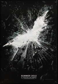8h158 DARK KNIGHT RISES teaser DS 1sh '12 cool image of Batman's cowl in broken buildings!