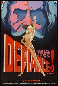 8h167 DEFIANCE OF GOOD 1sh '74 Jean Jennings, Fred J. Lincoln, cool sexy artwork!