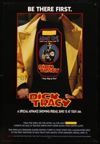 8h173 DICK TRACY advance DS 1sh '90 Warren Beatty, wear the shirt, see the movie first!
