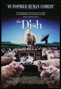8h180 DISH 1sh '01 Sam Neill, from Australia, wacky image of sheep watching TV!