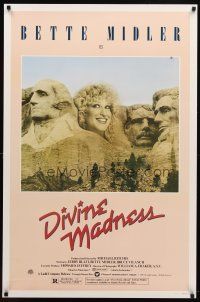 8h182 DIVINE MADNESS style A 1sh '80 wacky image of Bette Midler as part of Mt. Rushmore!