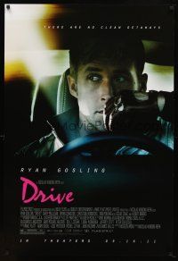 8h193 DRIVE advance DS 1sh '11 cool image of Ryan Gosling in car, there are no clean getaways!