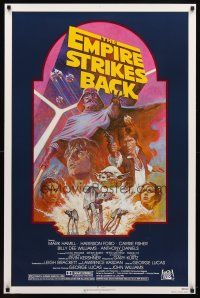 8h203 EMPIRE STRIKES BACK 1sh R82 George Lucas sci-fi classic, cool artwork by Tom Jung!
