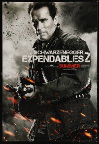 8h227 EXPENDABLES 2 teaser DS 1sh '12 great image of tough-guy Arnold Schwarzenegger!