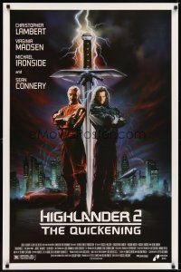 8h326 HIGHLANDER 2 1sh '91 great artwork of immortals Christopher Lambert & Sean Connery!