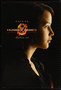 8h346 HUNGER GAMES teaser DS 1sh '12 cool image of Jennifer Lawrence as Katniss!