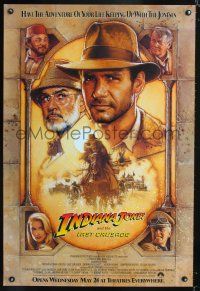 8h364 INDIANA JONES & THE LAST CRUSADE int'l advance 1sh '89 art of Ford & Connery by Drew Struzan!