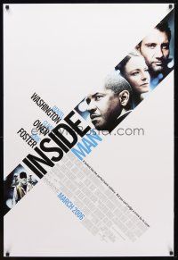 8h372 INSIDE MAN advance DS 1sh '06 Spike Lee, Denzel Washington, Clive Owen, Jodie Foster!