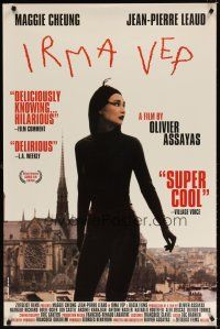 8h383 IRMA VEP 1sh '96 Jean-Pierre Leaud, great image of Maggie Cheung looking frightened!