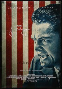 8h394 J. EDGAR advance DS 1sh '11 Leonardo DiCaprio in title role, cool American flag design!