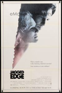 8h402 JAGGED EDGE advance 1sh '85 great close up image of Glenn Close & Jeff Bridges!