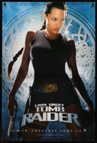 8h452 LARA CROFT TOMB RAIDER teaser 1sh '01 sexy Angelina Jolie, from popular video game!