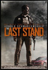 8h459 LAST STAND teaser DS 1sh '13 full-length Arnold Schwarzenegger w/gun & Camaro!