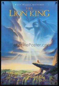 8h479 LION KING DS 1sh '94 classic Disney cartoon set in Africa, cool image of Mufasa in sky!
