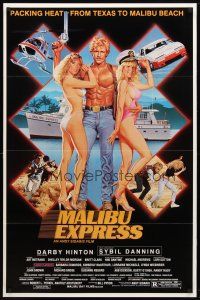 8h495 MALIBU EXPRESS 1sh '85 directed by Andy Sidaris, Salk art of sexy bikini clad girls!
