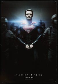 8h499 MAN OF STEEL teaser DS 1sh '13 Henry Cavill in the title role as Superman in handcuffs!