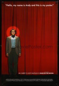 8h500 MAN ON THE MOON DS 1sh '99 great image of Jim Carrey as Andy Kaufman on stage!