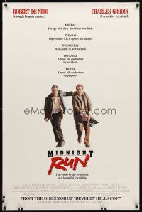 8h521 MIDNIGHT RUN advance 1sh '88 Robert De Niro with Charles Grodin who stole $15 million!